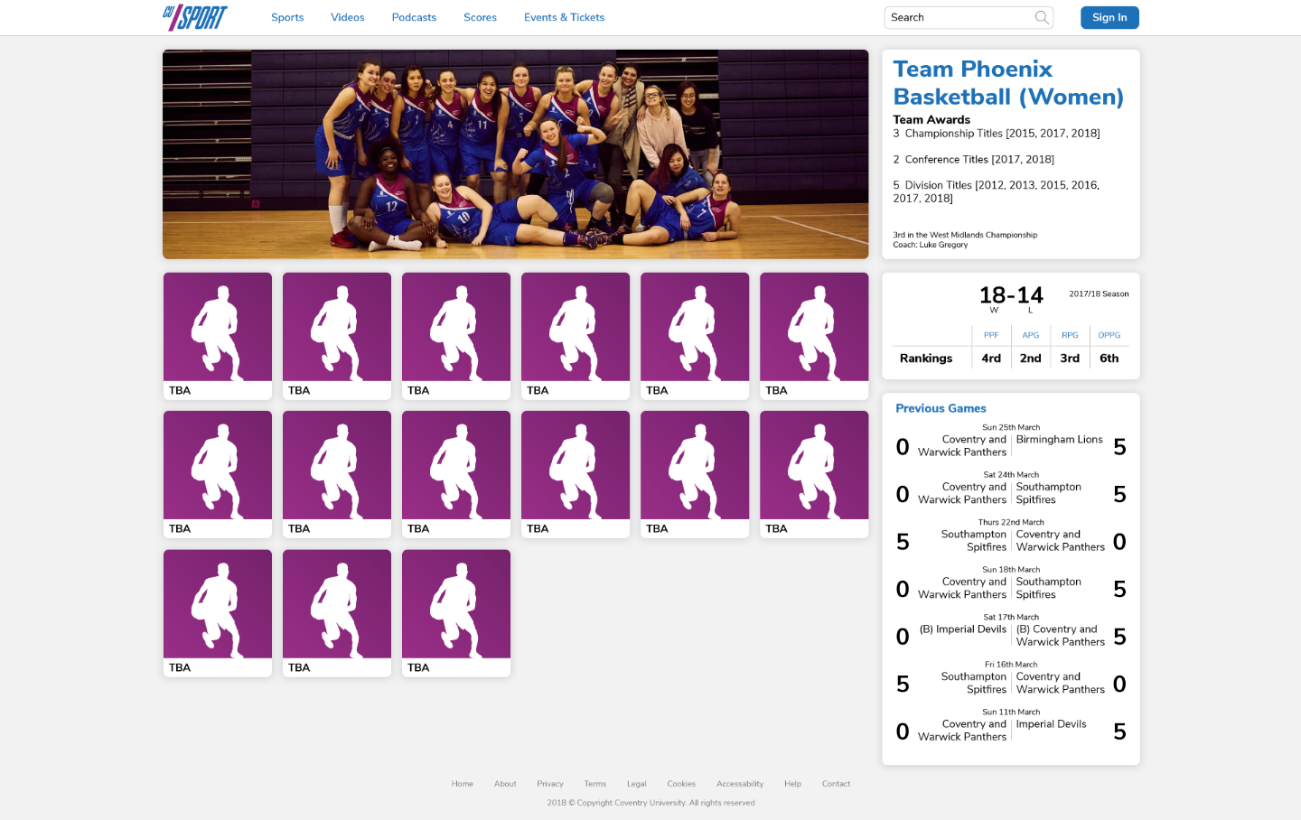 CU Sport Teampage